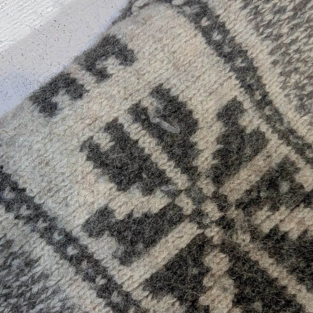 Eddie Bauer Lambswool Sweater XL Gray Nordic Fair Isle‎ Quarter